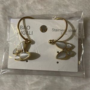 Mother of pearl gold tone, hoop earrings for women